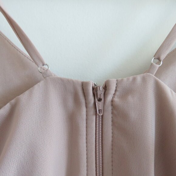 BIRDY GREY Taupe Ruffle Chiffon Maxi Bridesmaid Dress Wedding Neutral - Size XS - Picture 13 of 16